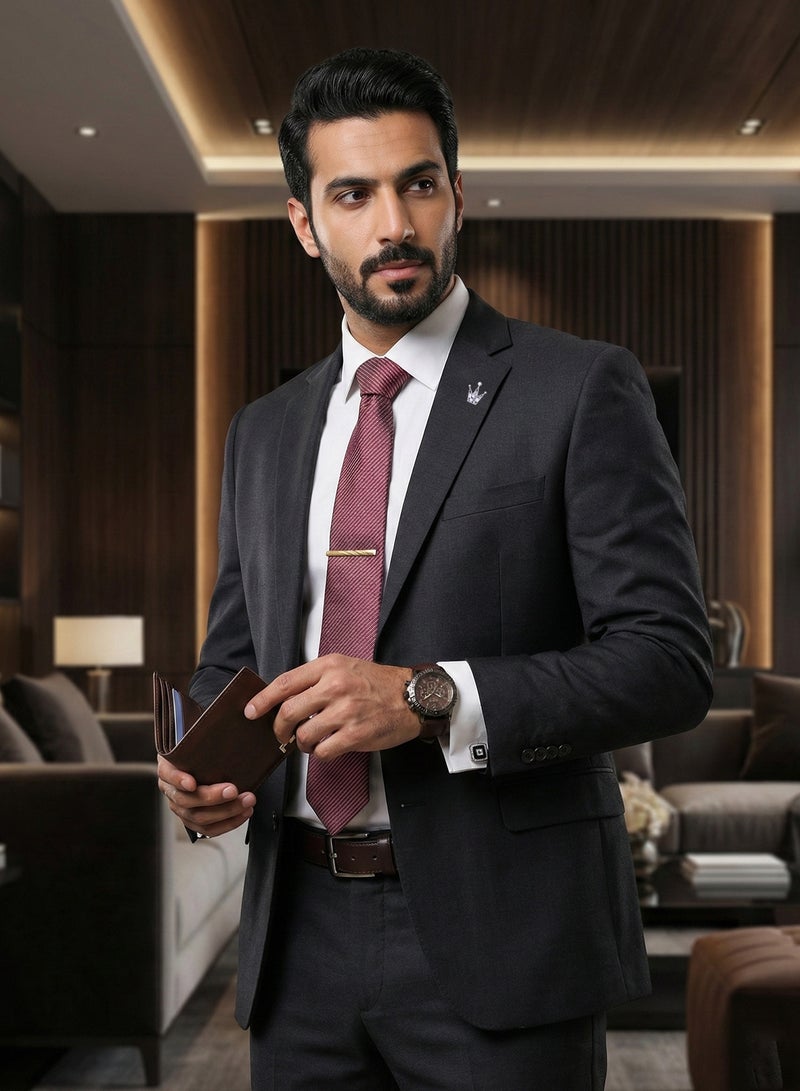 فوريكاسا طقم هدايا رجالي فاخر 6 قطع - ساعة يد، محفظة، حزام جلد، كرفتة، أزرار أكمام ومشبك - بوكس هدايا فخم للمناسبات الرسمية - Image 4